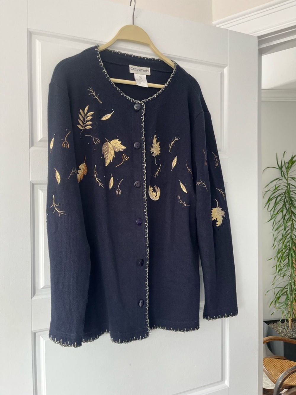 Compliments Women's Black Cotton Button Cardigan